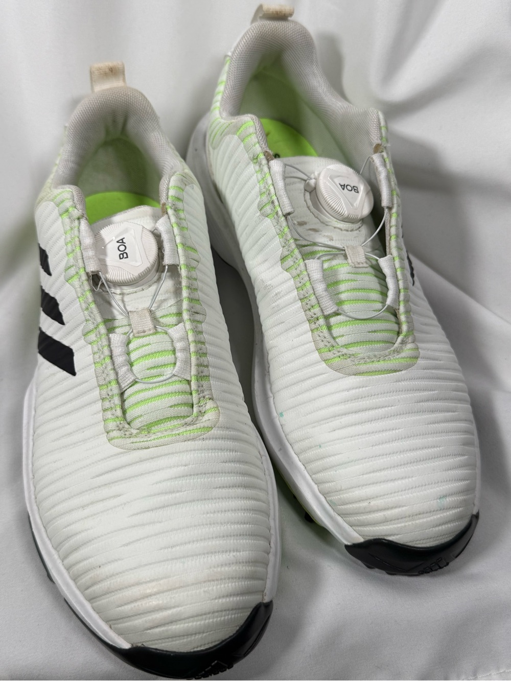 adidas BOA White Athletic Shoes with Neon Green Accents